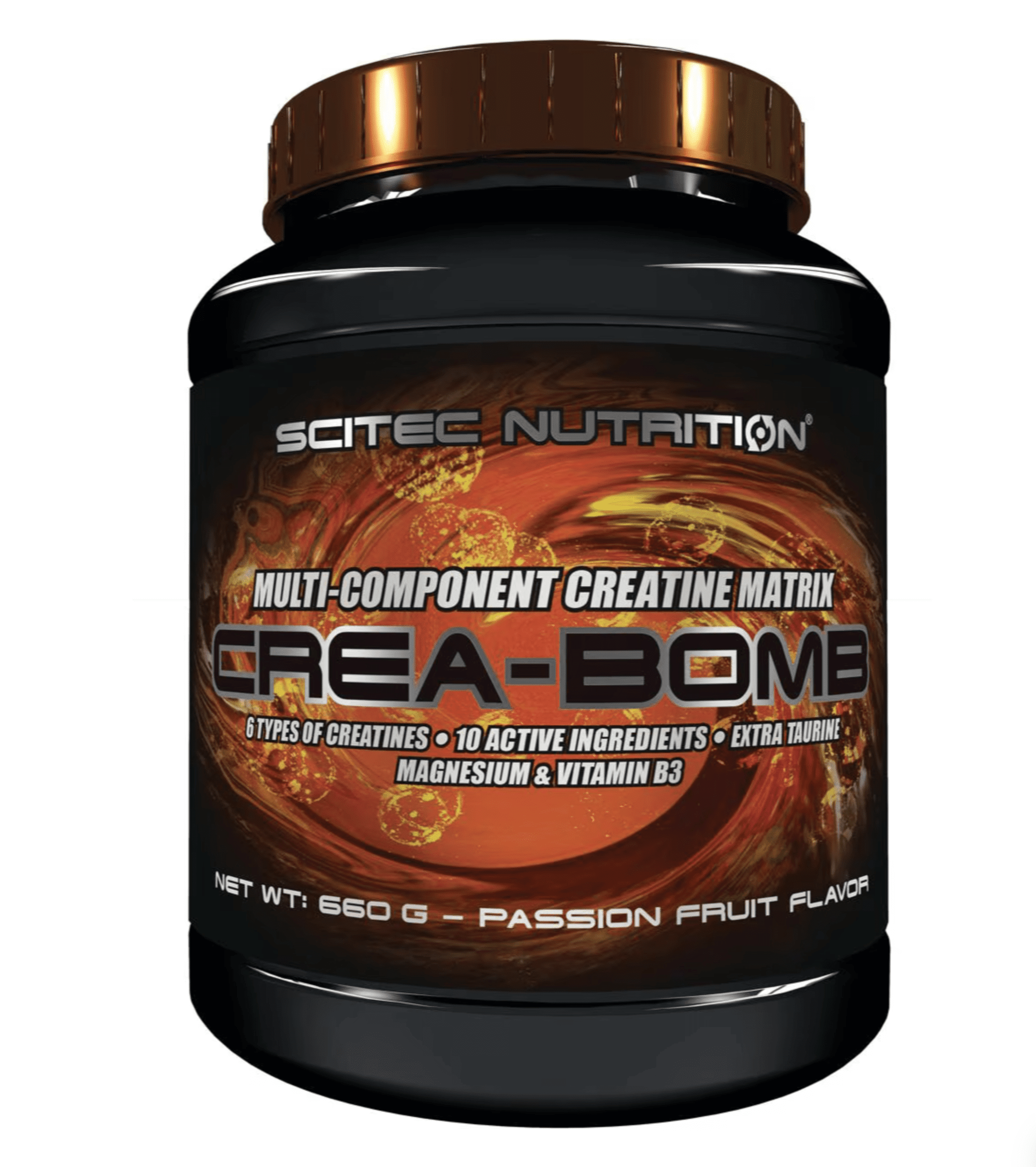 Scitec Crea-Bomb 660g Dose in [Geschmack, z.B. Passionsfrucht], Multi-Kreatin-Komplex mit 6 Kreatin-Formen, Taurin, Magnesium und Vitamin B3 für explosive Kraft und Muskelaufbau.